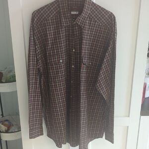 Edwin men’s button-down shirt | red & black casual plaid heritage workwear style